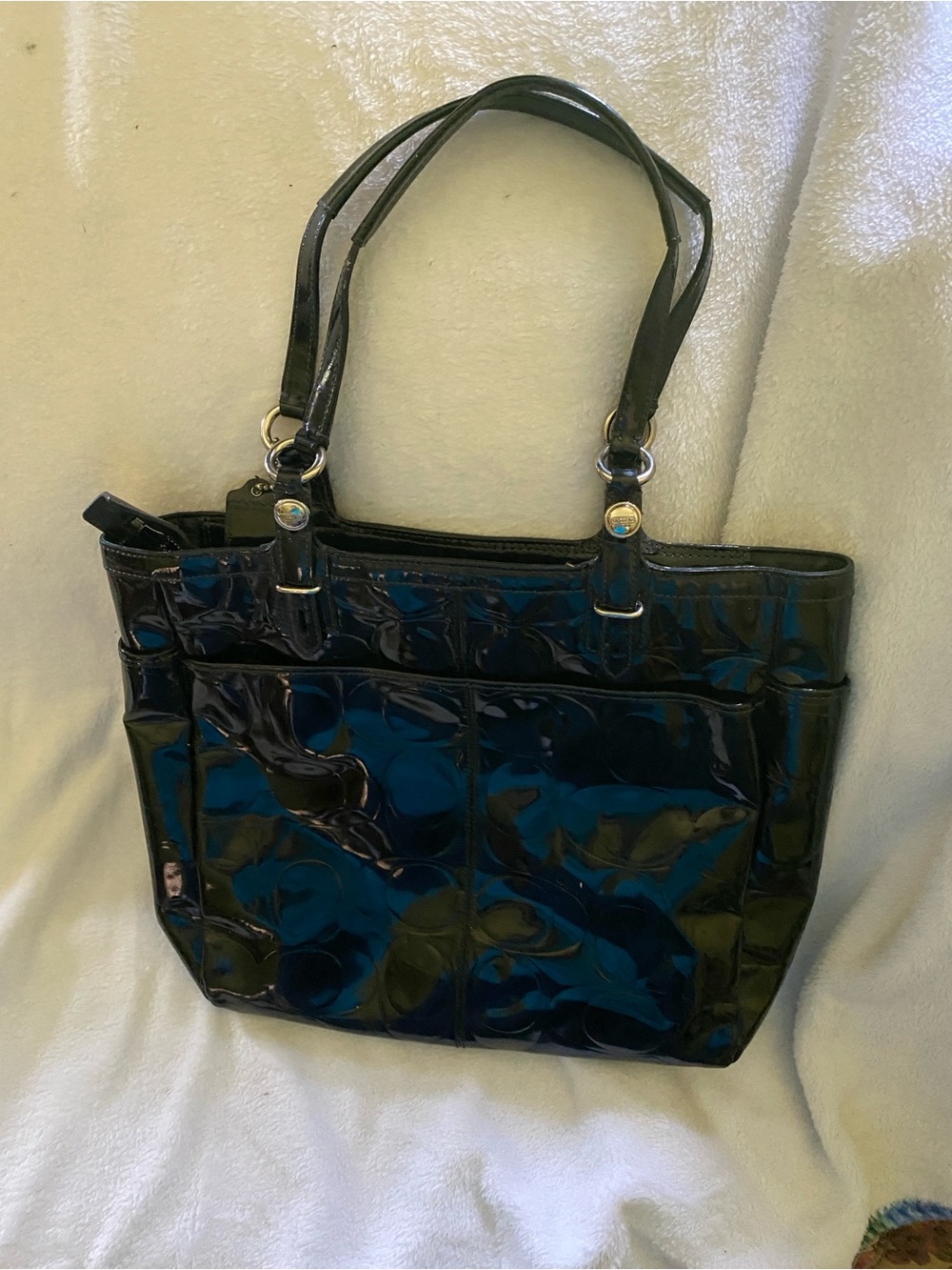 Coach Patent Leather Tote Bag in Black